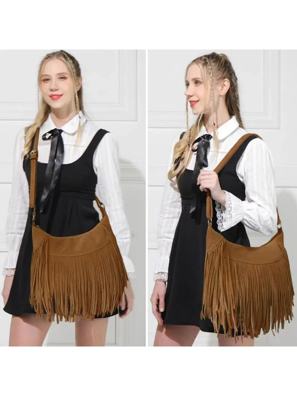 Chic Vegan Suede Fringe Hobo Bag - Stylish Western Purse with Tassels